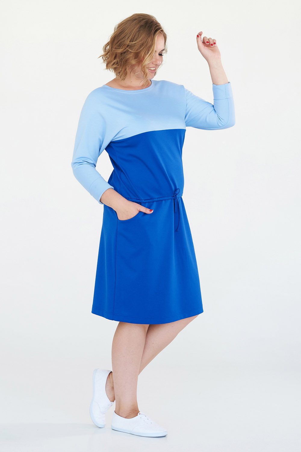 Фото товара 17944, синее платье с голубой полосой