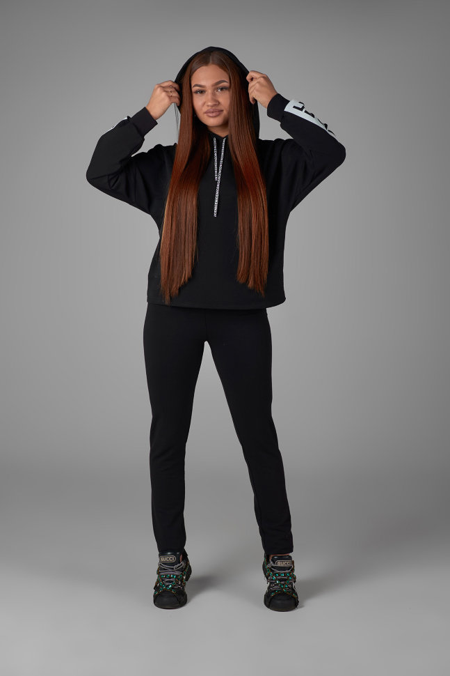 Фото товара 18225, черная женская толстовка